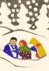 型染カード 27 雪遊び