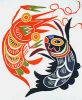 染絵(大)　h-3　えびと魚