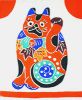 染絵(大)　h-5　招き猫