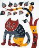 染絵(大)　i-3　木の下の猫